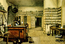 Faraday'ın Kraliyet Akademisi'ndeki laboratuarı. Kaynak: en.wikipedia.org