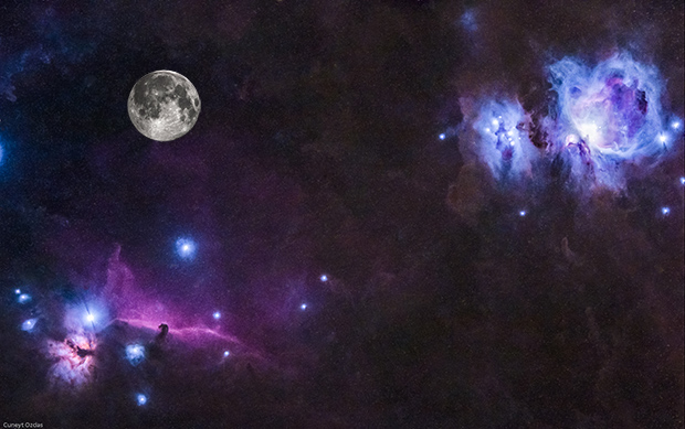 Nebulae and Dust Around Orion (Dark Patch Fixed, Stars Removed)
