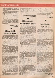 SAHAFLARDAN: "BİLİM DERGİSİ"